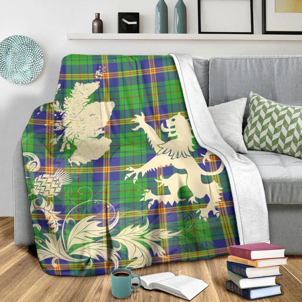 Tartan Blanket Newman Tartan Scotland Lion Thistle Map Plaid Blanket