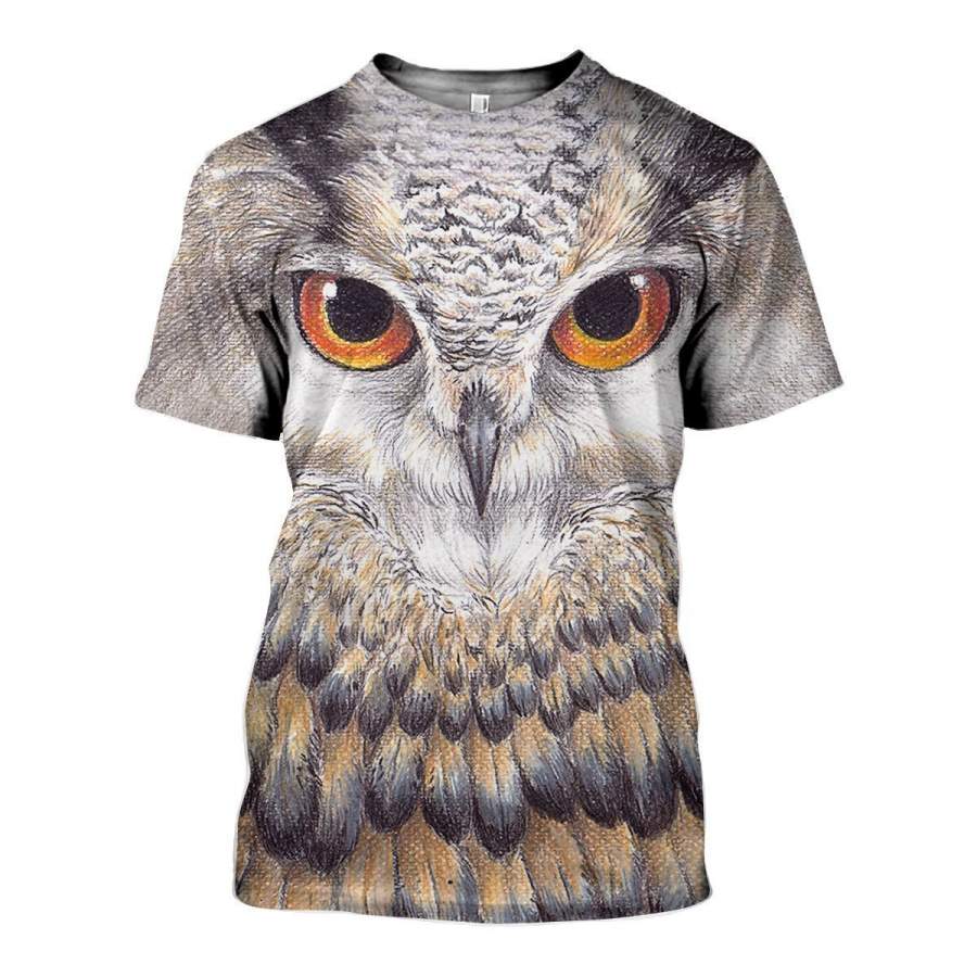 3D All Over Printed Owl Art Shirts