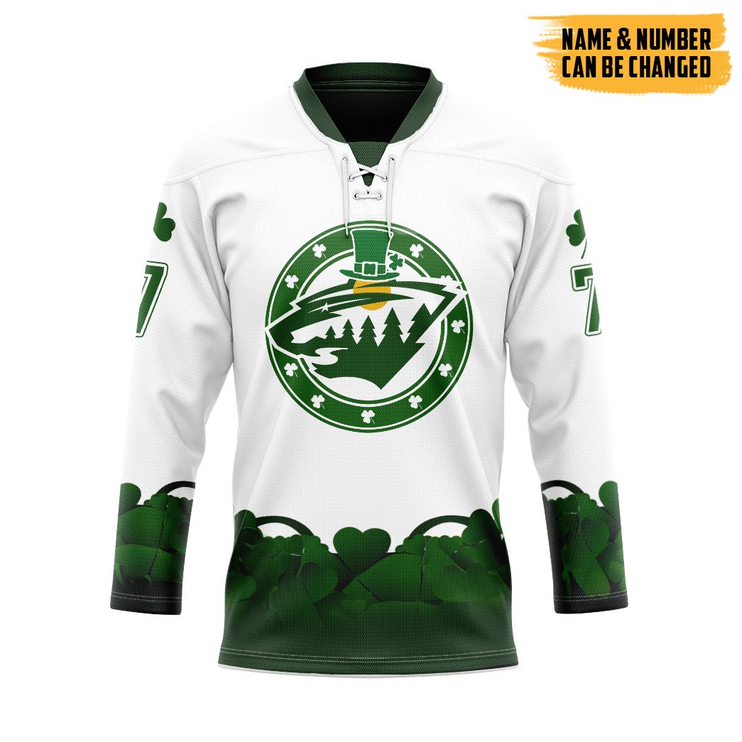 Gearhumans 3D Minnesota Wild 2022 St Patrick Day Custom Name Custom Number Hockey Jersey