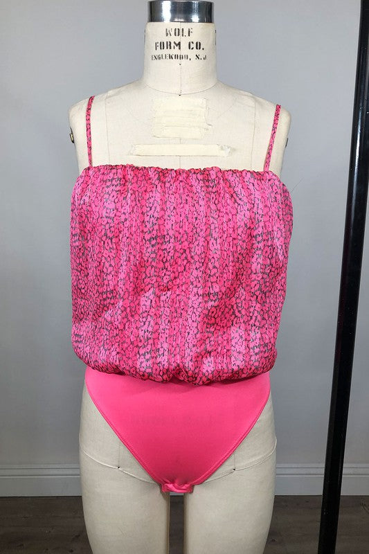 Neon leopard bubble tank bodysuit