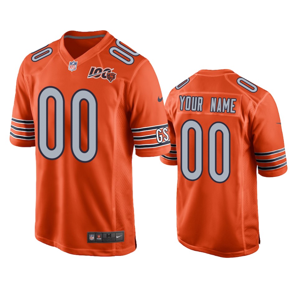 Chicago Bears Custom Orange 100th Season Game Jersey – Mens