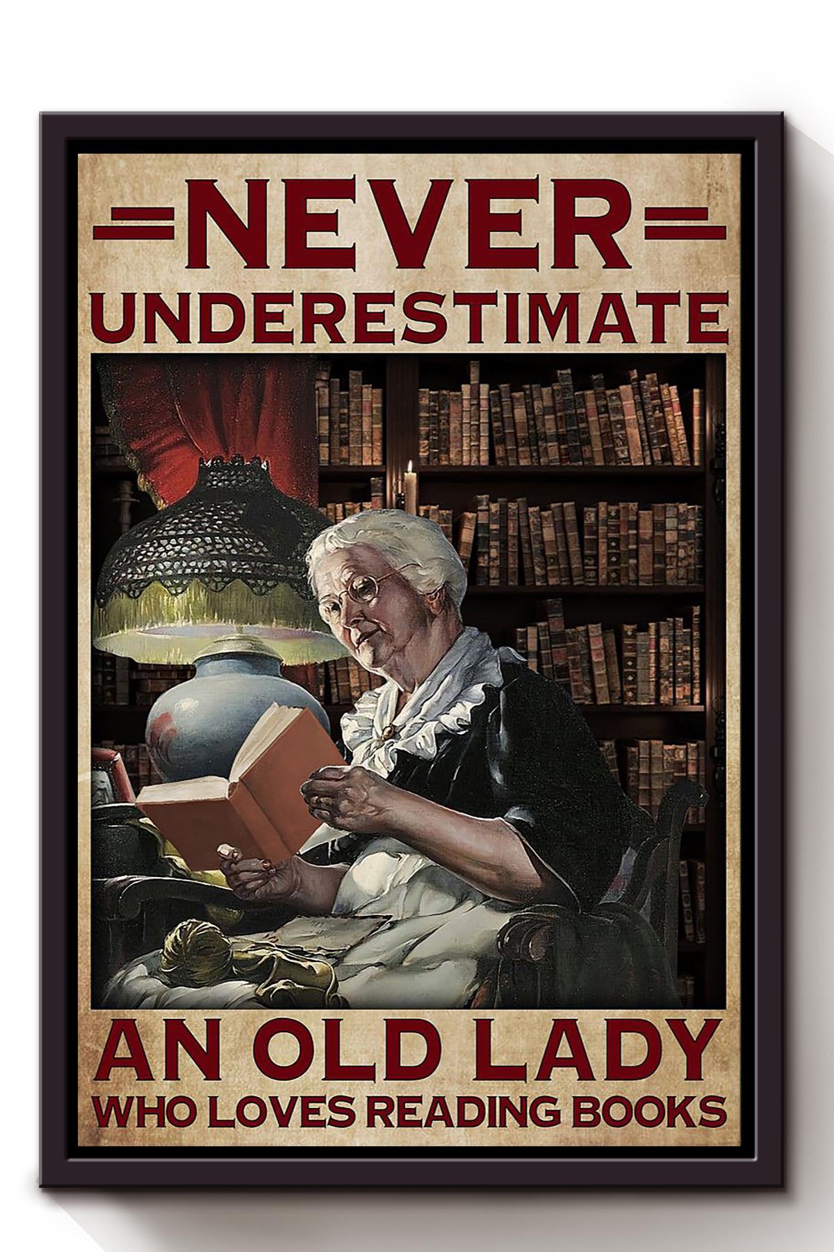 Never Underestimate Old Lady Loves Reading Books Canvas And Poster, Canvas Prints, My Poster Wall, Canvas Wall Art, Wall Decor Visual Art, Halloween Gift, Happy Halloween