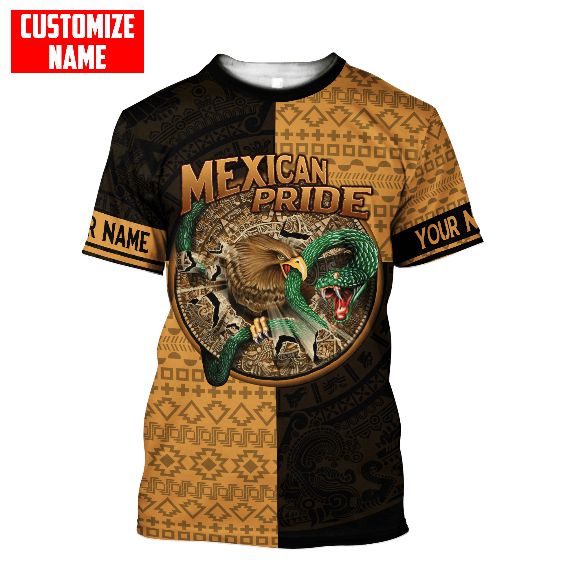 Personalized Name Mexican Pride Aztec Pattern Printed Unisex Shirts For Men Women