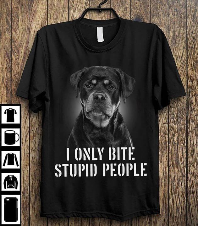 Rottweiler I Only Bite Stupid People For Dog Lover Standard Men T-shirt