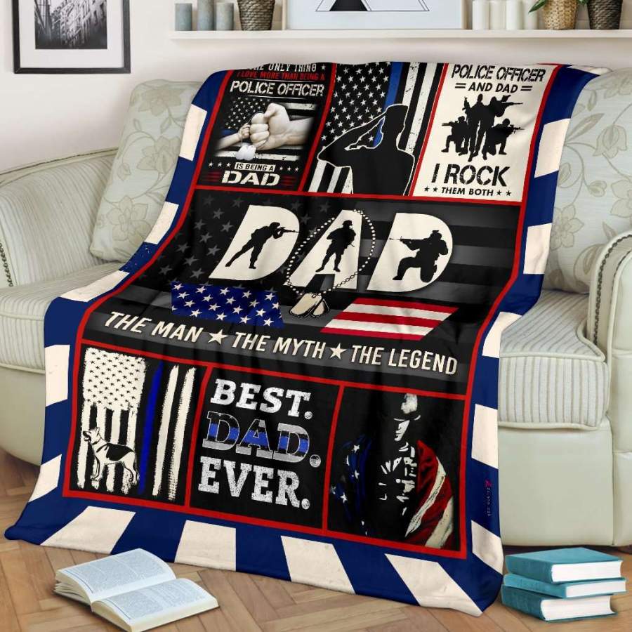 Blanket Gift For Police Dad The Man The Myth The Legend