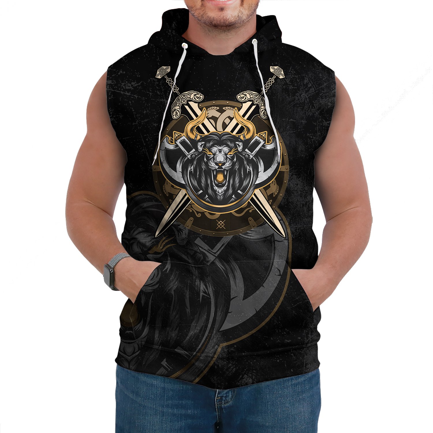 Viking Sleeveless Hoodie Lion A27