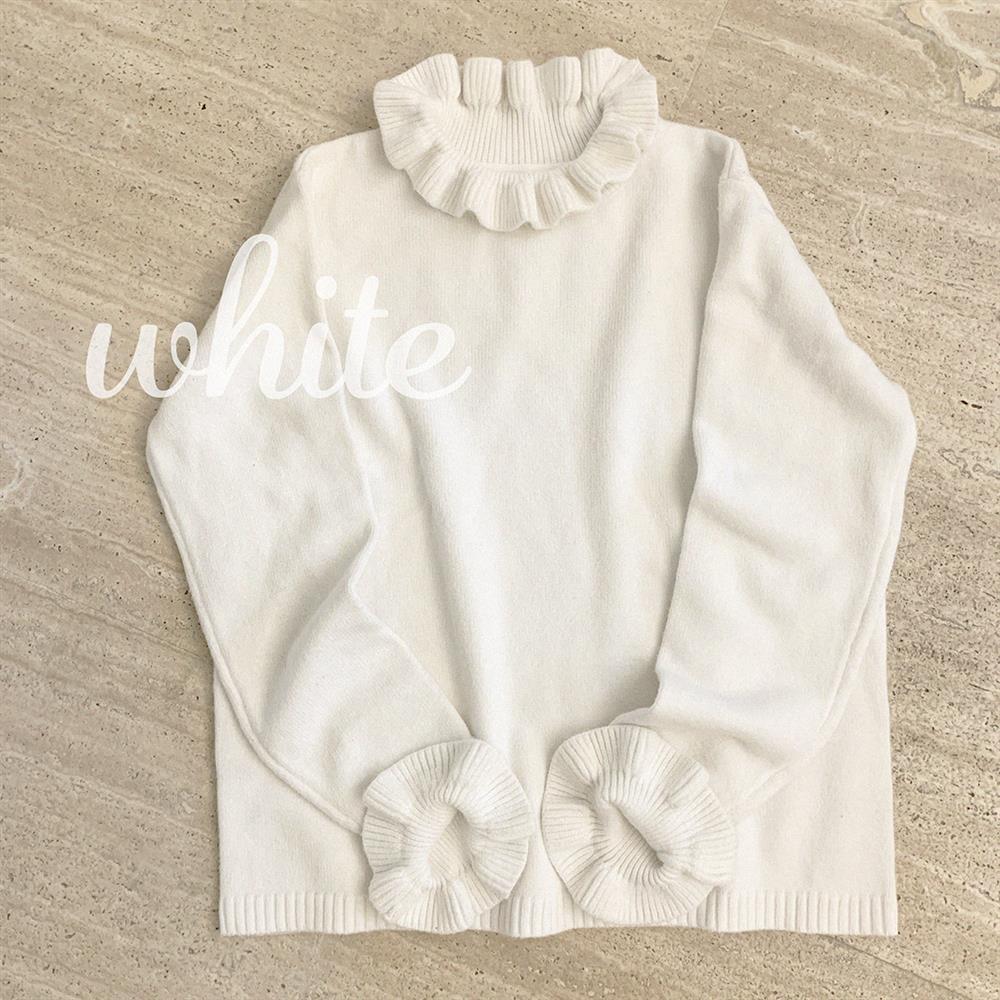 Sweaters Women Kawaii Ruffles Design College Solid Chic Girls Sweater All-match Ulzzang Simple Soft Long Sleeve Ladies Knitwear alx