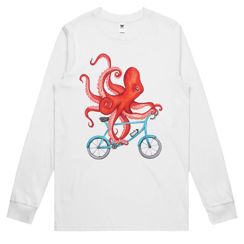 Cycling Octopus Long Sleeve T Shirts