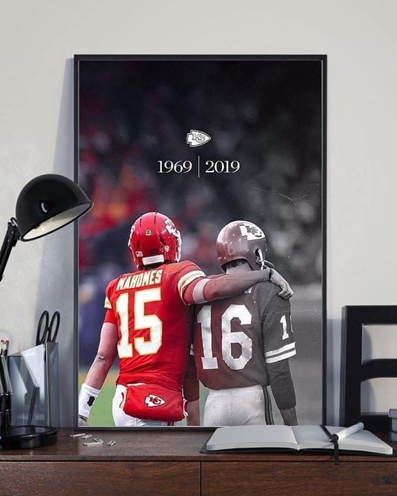 Kansas City Chiefs Logo 1969 2019 Patrick Mahomes Len Dawson poster canvas poster canvas