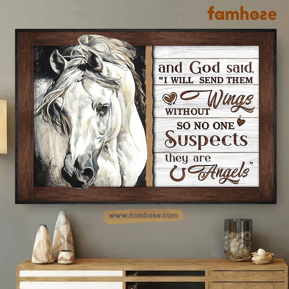 Horse Poster & Canvas, God Said I Will Send Them Without Wings, Horse Canvas Wall Art, Poster Gift For Horse Lovers