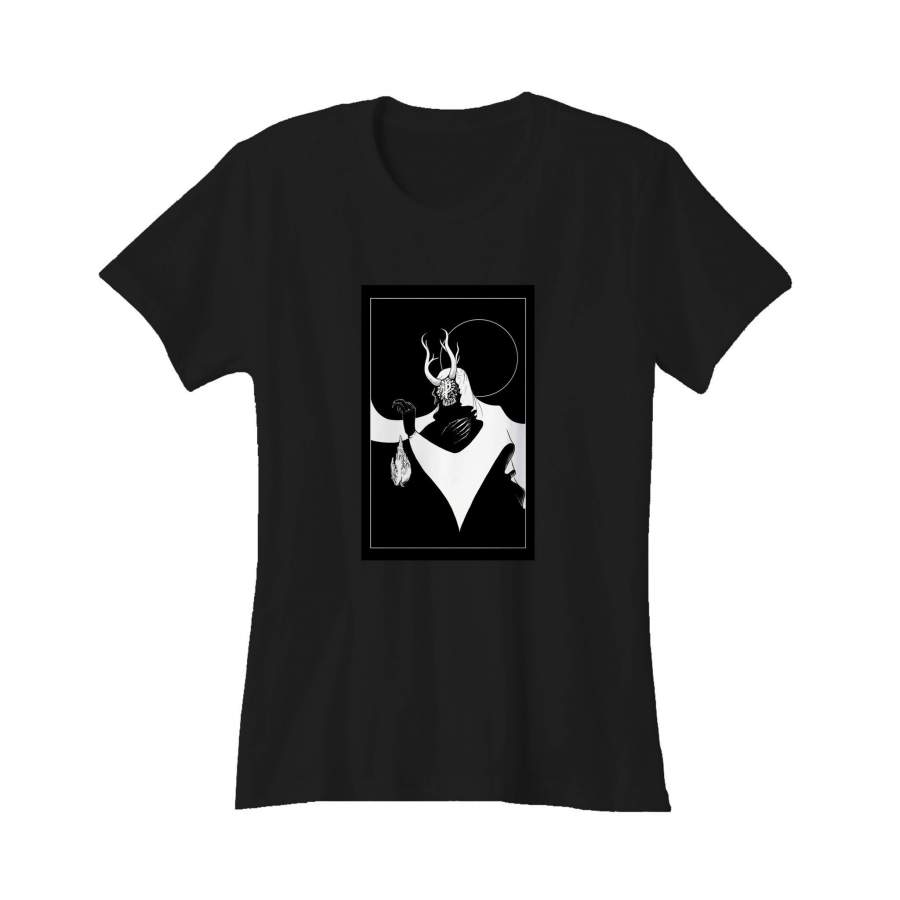 Stillness Giclee Art Occult Black Metal Minimal Bird Flower Symbol Clean Skull Aesthetic Women’s T-Shirt