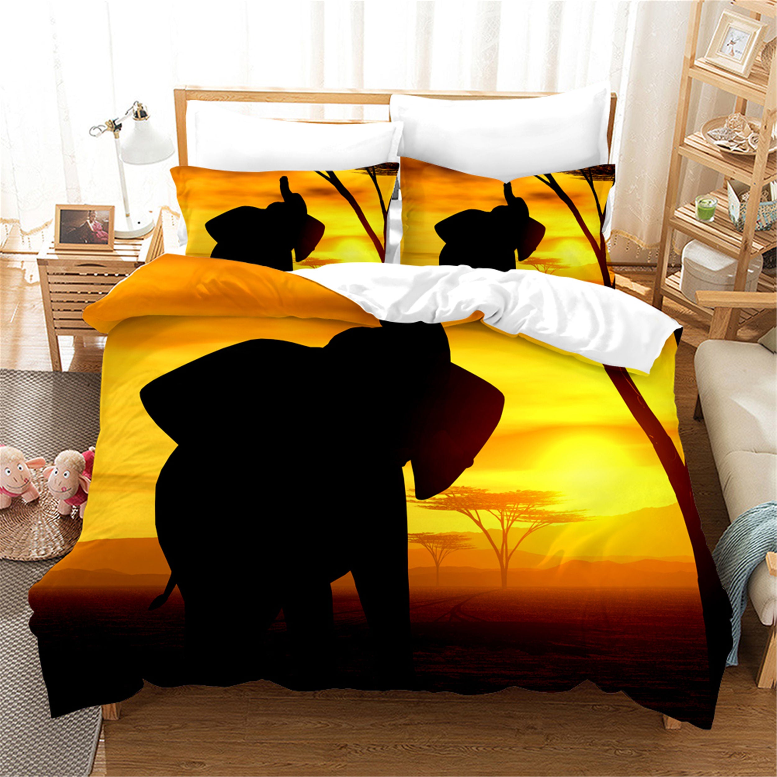 3D Sunset Elephant Quilt Cover Set Bedding Set Pillowcases 143