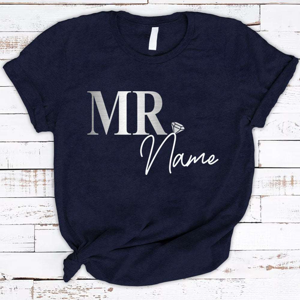 Personalized Future Mrs Or Mr Last Name Metalic Silver Pattern Shirts Gift For Girlfriend Boyfriend Future Wife Future Husband Hg98 Phts