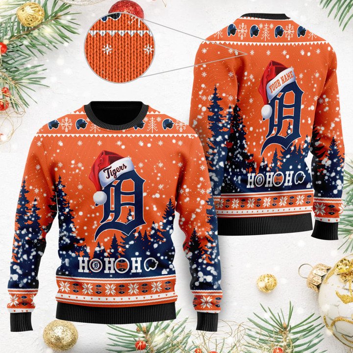 Detroit Tigers Custom Name Gift For Fan Ugly Wool Sweater Christmas V2