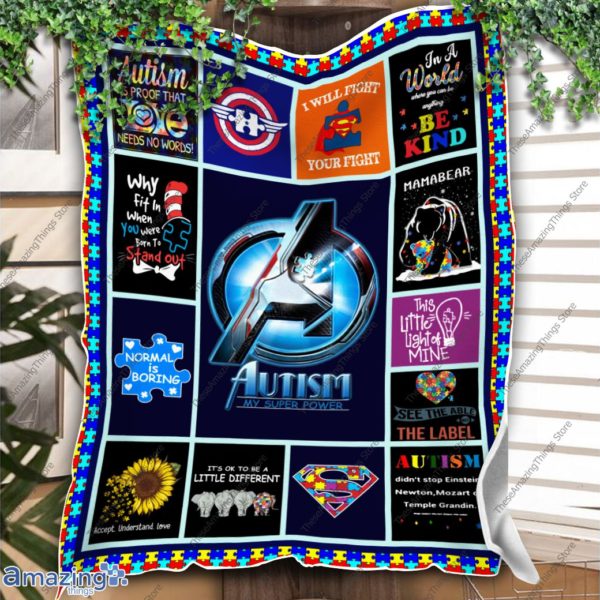 Autism Awareness Blanket – Autism Superhero Logo, Autism My Super Power Blanket