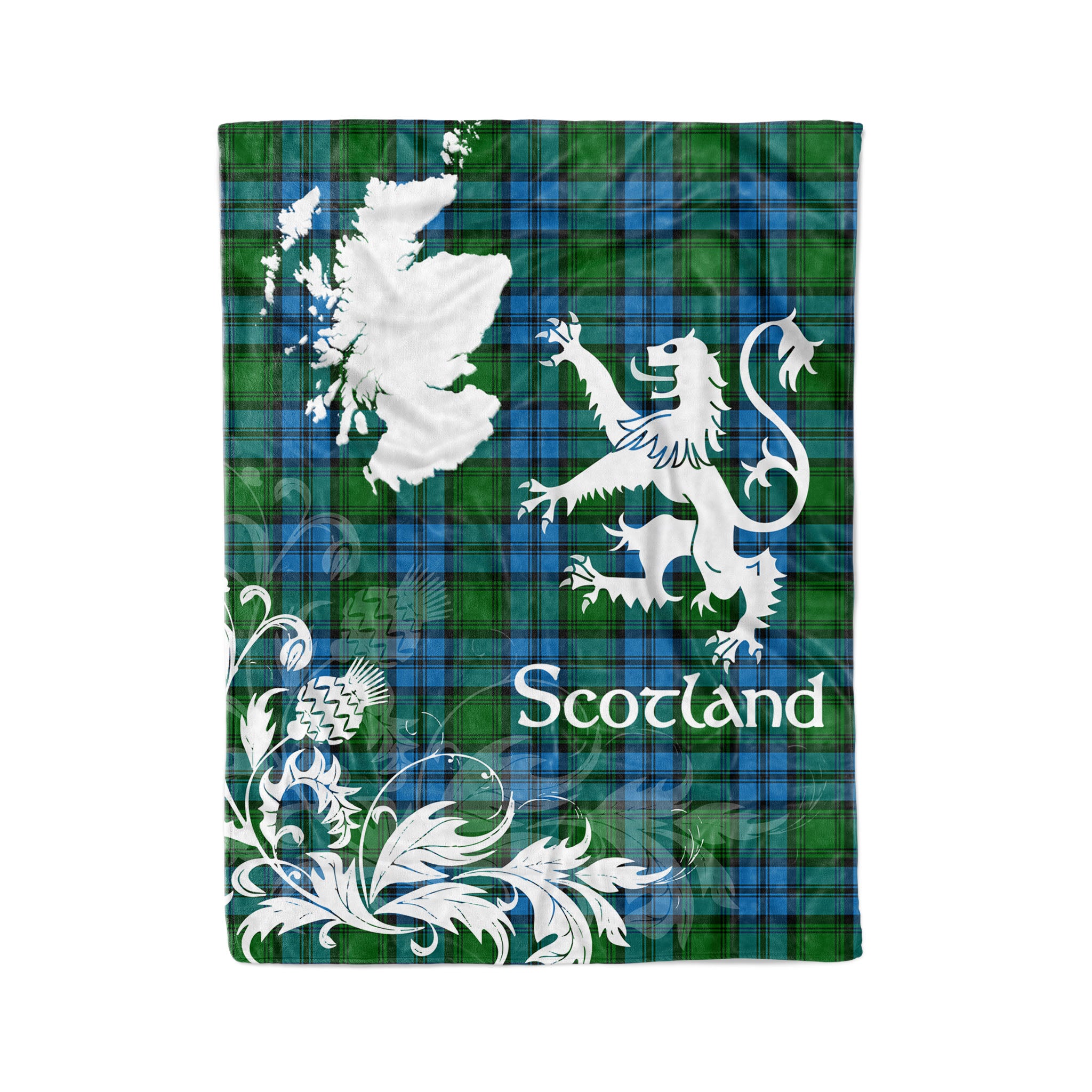 Tartan Plaid Fleece Blanket Tartan Blanket Thistle And Lion Scottish Clan Kerr Hunting Plaid Blanket