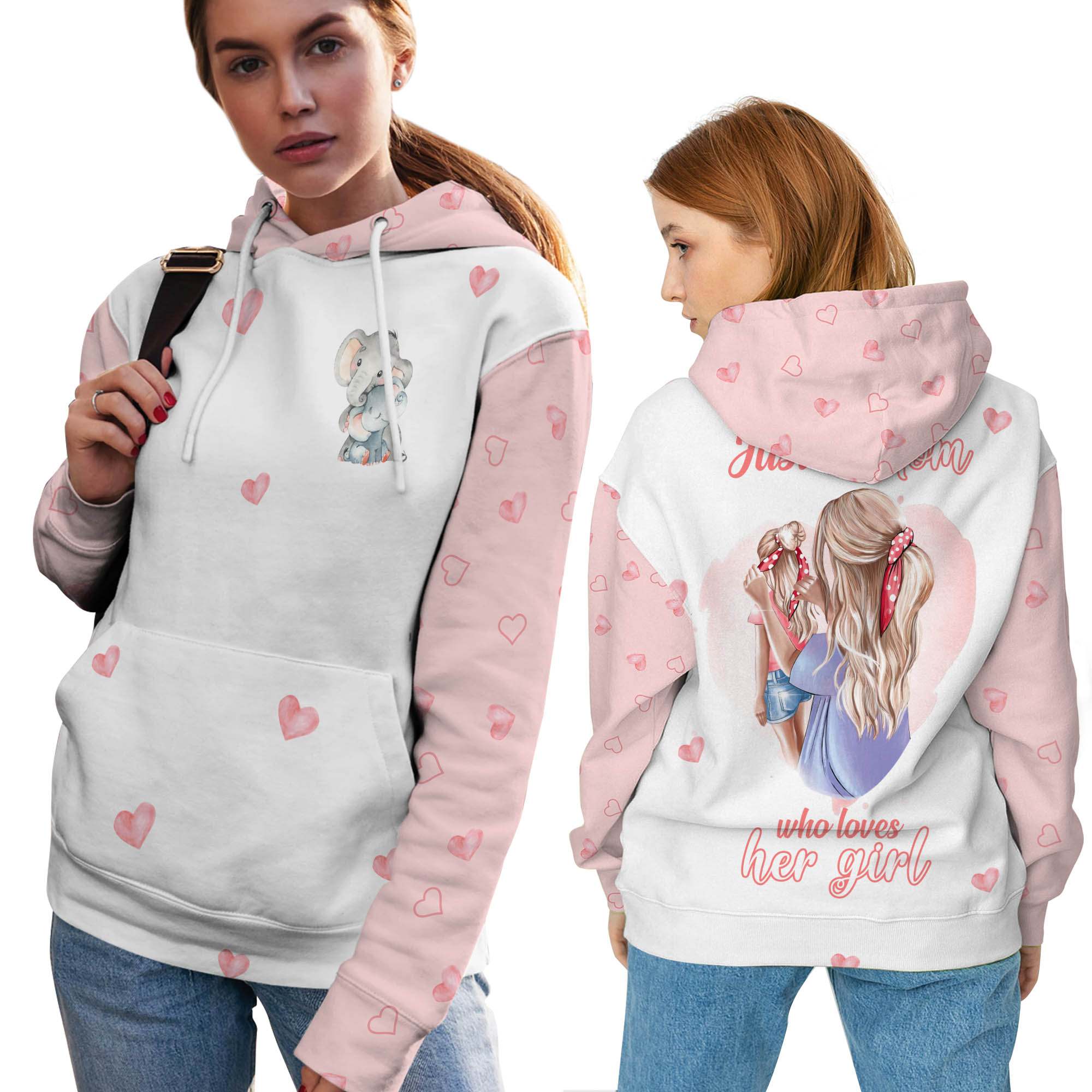 Just A Mom Who Loves Her Girl Elephant 3D Hoodie Shirt As A Gift For Mom On Mother’s Day