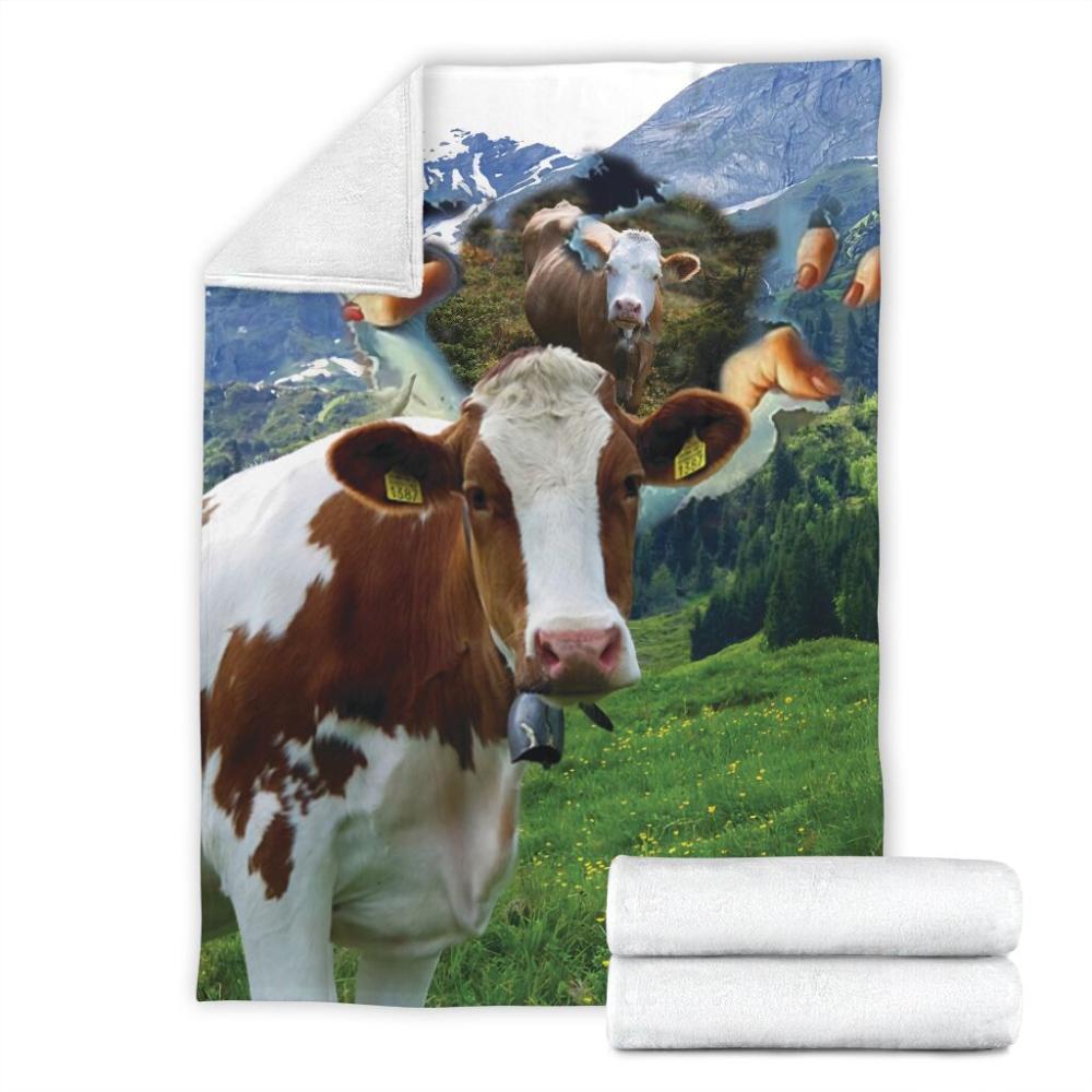 Animal Cow Sunset Meadow Special Gift Fleece Blanket Family Gift Home Decor Bedding Couch Sofa Soft And Comfy Cozy