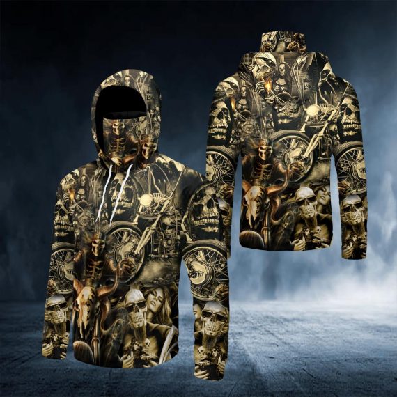 Couple Motorcycle Skull 3D All Over Printed Bandana Hoodie Us Size