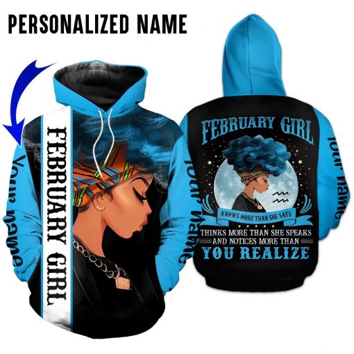 Personalized Black February Girl 3D  All Over Printed