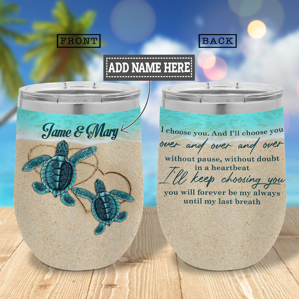 Personalized Turtle Couple Letter Hlmz0507011Z Wine Tumbler