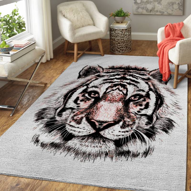 Grayscale Tiger – Animals Area Rug Carpet