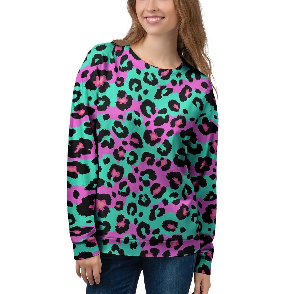 Teal Pink Leopard Women’S Sweatshirt