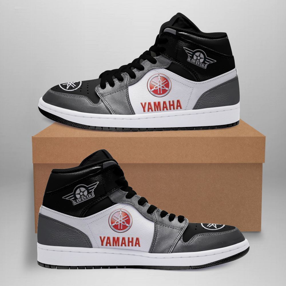 Yamaha Racing TTT NH JD High top Shoes Ver1 Grey Sneakers Jordan Sneakers Sport Air Jordan High Sneakers Sport Sneakers