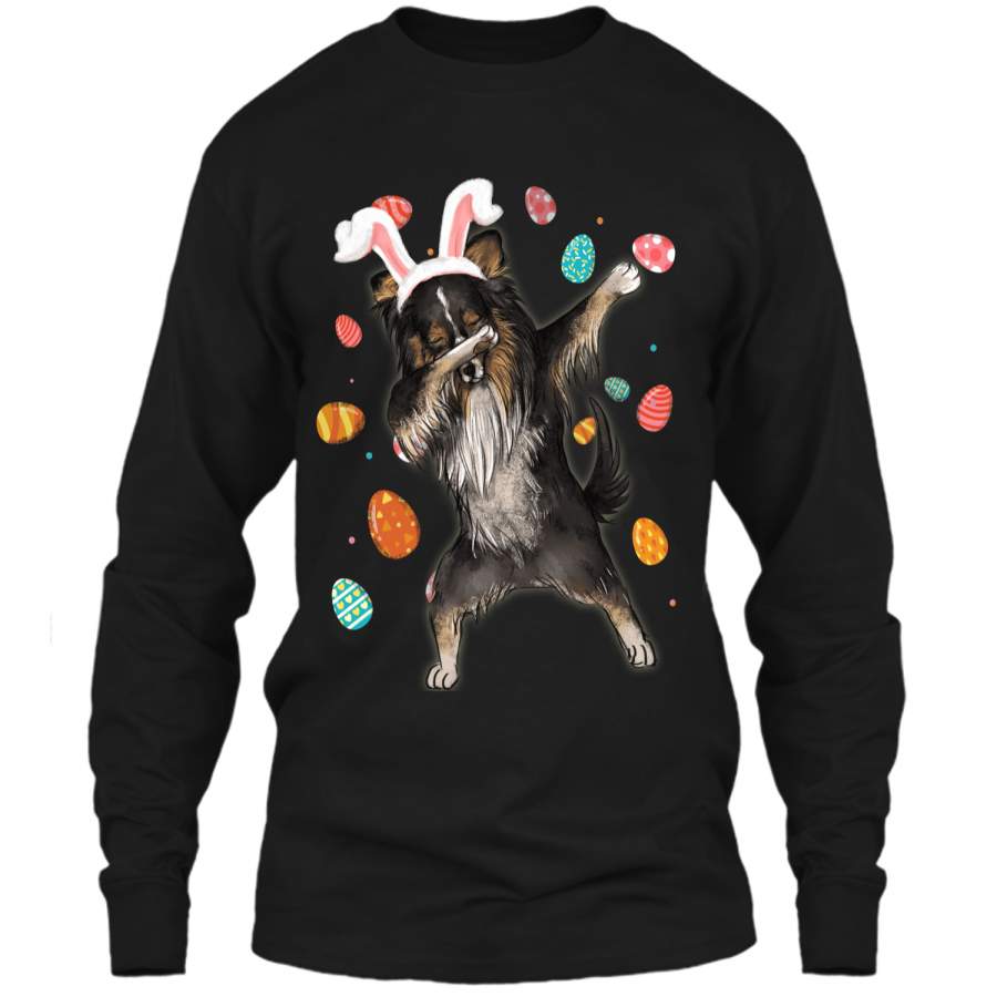 Dabbing Shetland Sheepdog With Easter Bunny Ears Shirt LS Ultra Cotton Tshirt