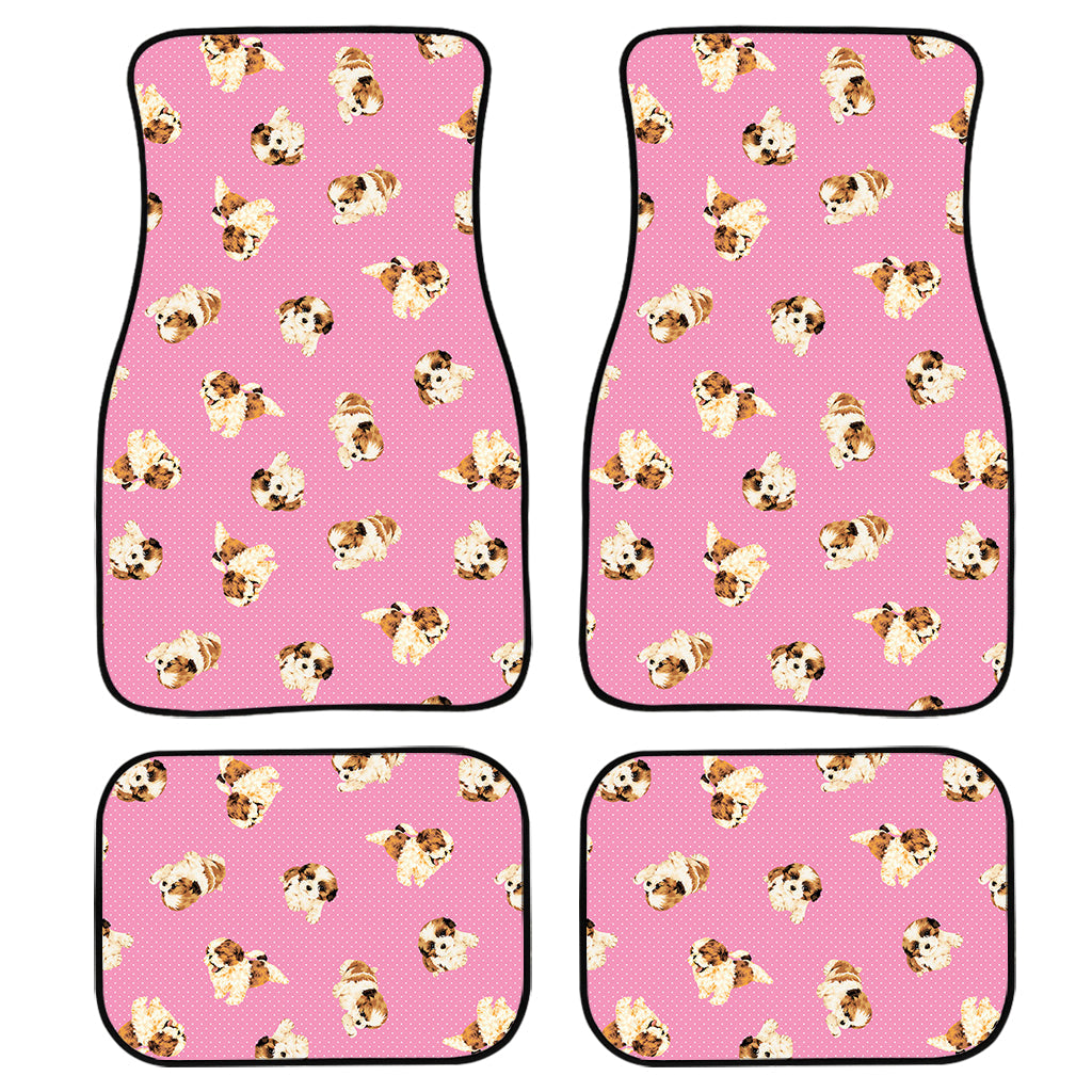 Cute Shih Tzu Pattern Print Front And Back Car Floor Mats, Front Car Mat