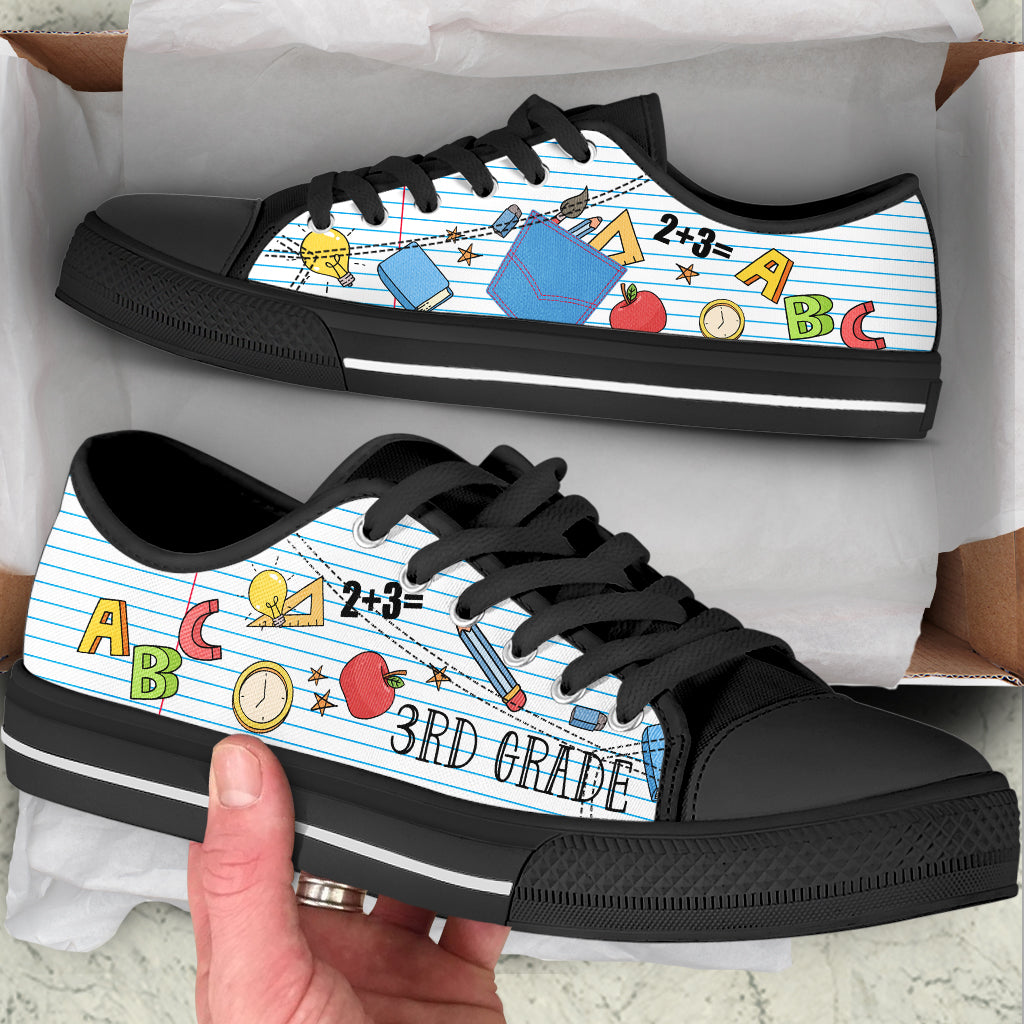 3Rd Grade Teacher Low Top Shoes Canvas Shoes School Shoes Quaint Pattern Low Top