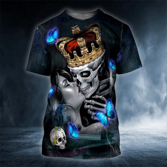 King And Queen Kissing Skull 3D All Over Printed Unisex Tshirt Us Size