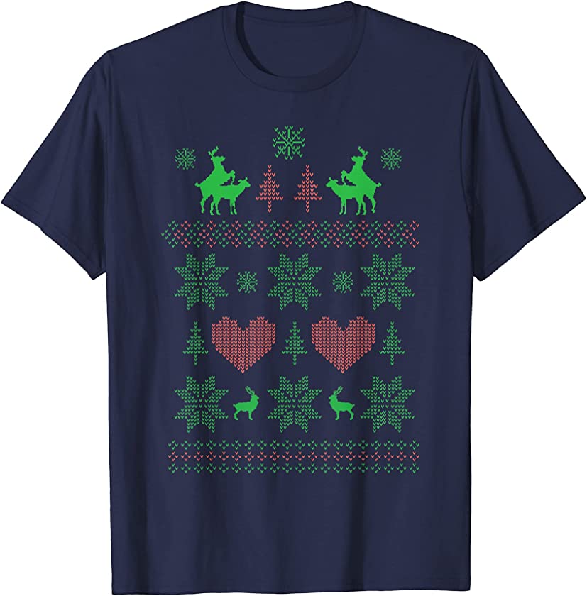 Ugly Christmas Sweater Humping Reindeer T-Shirt