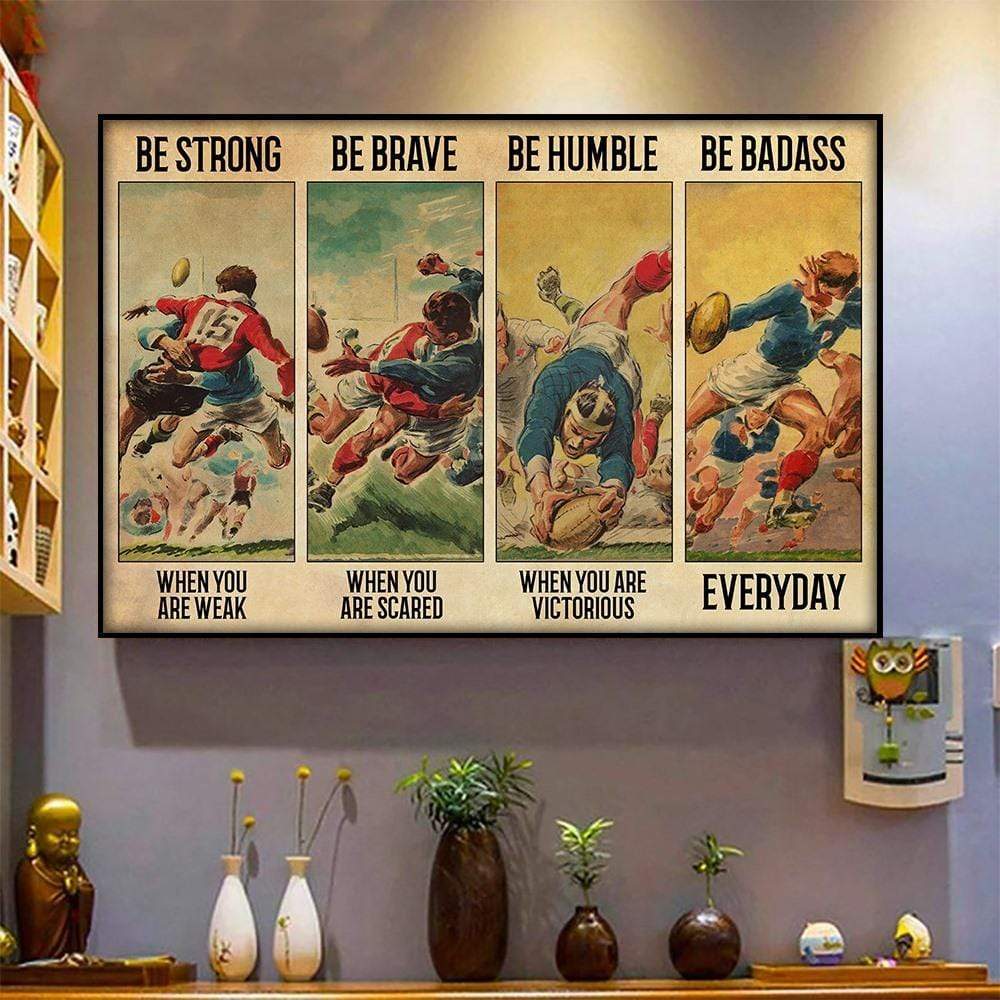 Be Strong When You Are Weak Vintage Football Player Canvas Wall Art Poster Print, Wall Art Canvas, Poster Canvas Wall Decor