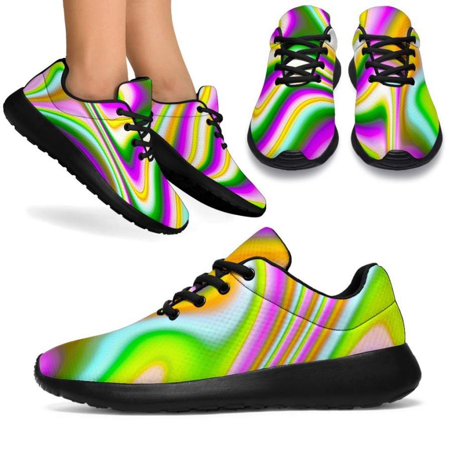 Abstract Holographic Liquid Trippy Print Sport Sneakers