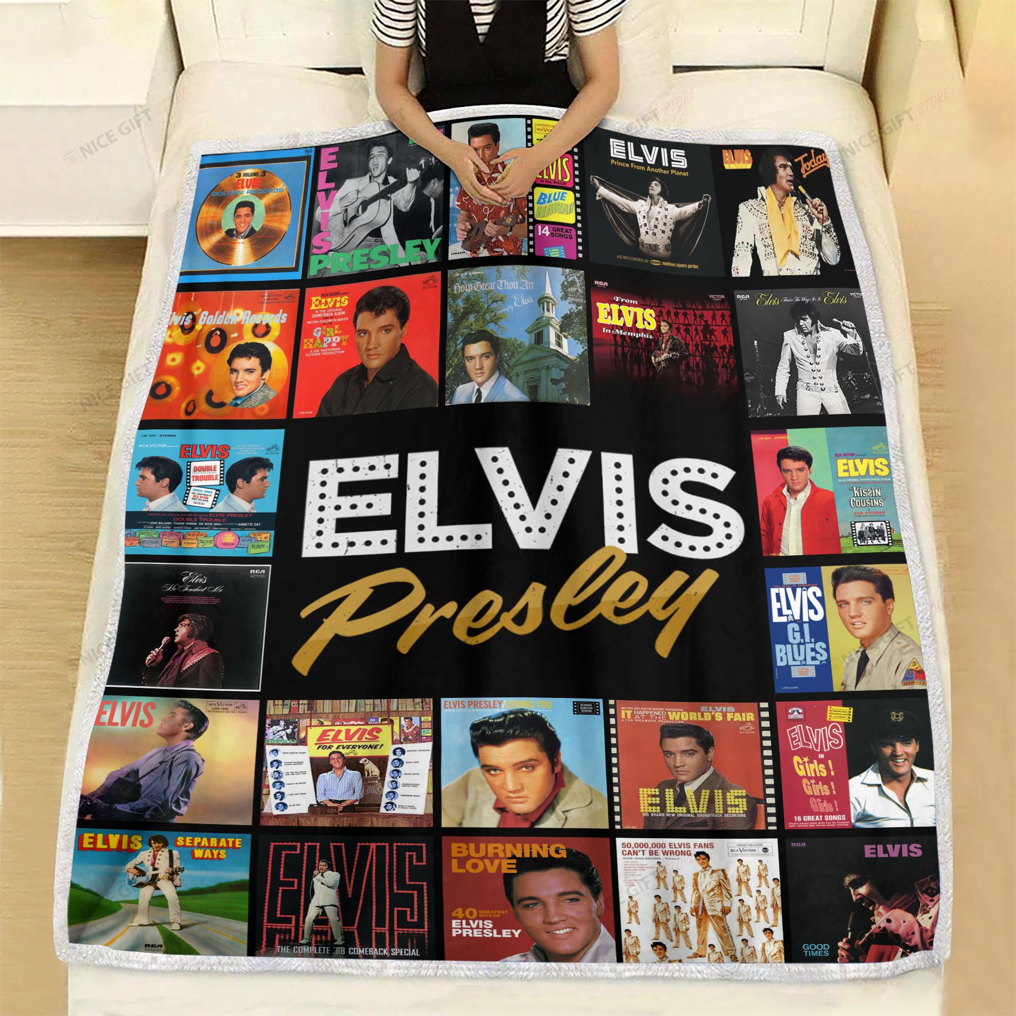 Elvis Presley Fleece Blanket Blk-I3Q5