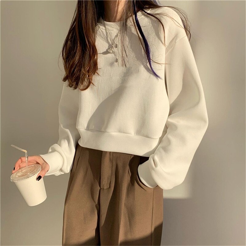 Autumn No Hat Hoodies Women Sweet Student Baggy Ulzzang Female Harajuku Streetwear All-match Vintage Elegant Cropped Cozy New alx