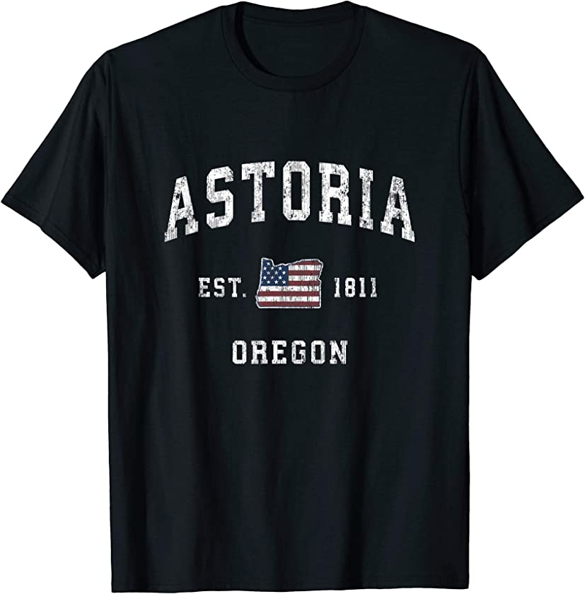 Astoria Oregon OR Vintage American Flag Sports Design T-Shirt