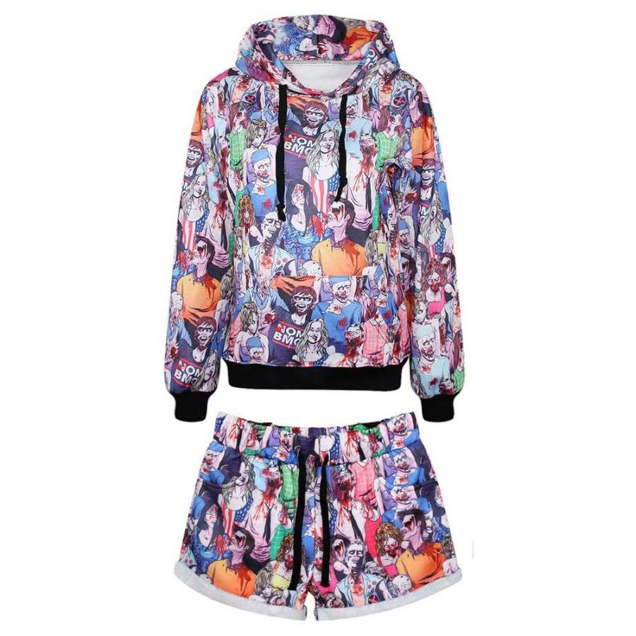 Women’s Tracksuit Collage Sport Suit Hoodies Sweatshirt + Pants 2pc Set Jogging Sportswear