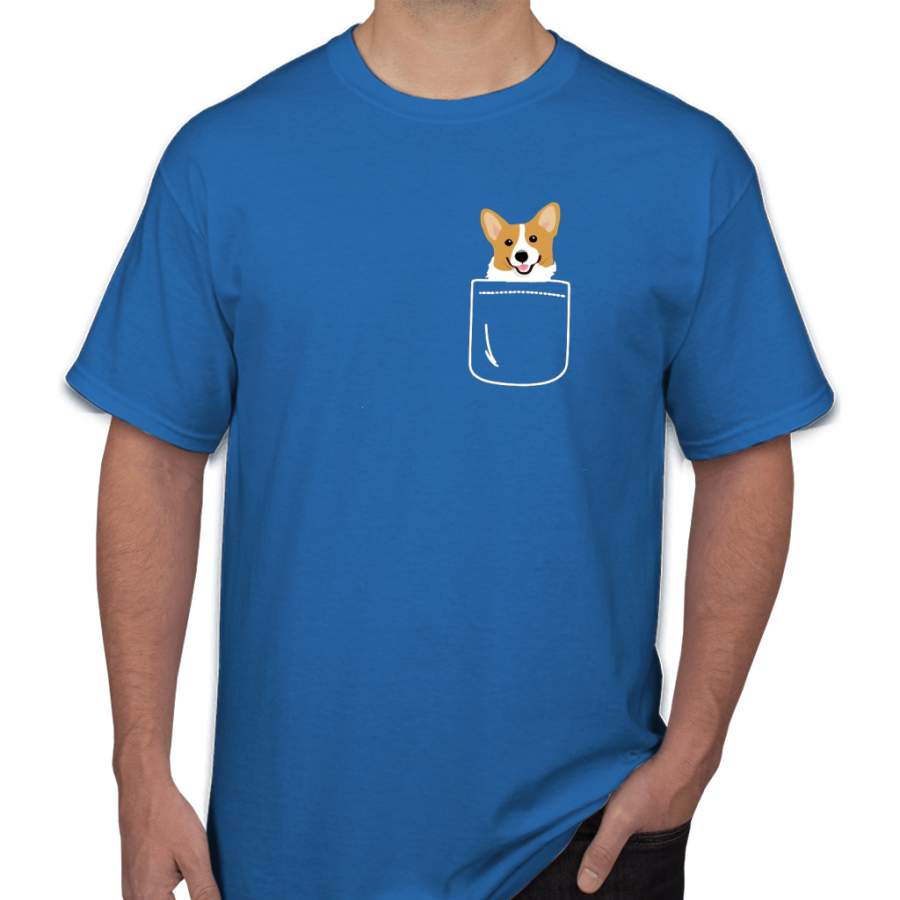 Corgi In Pocket Funny Cute Puppy Big Happy Smile Men T-Shirt