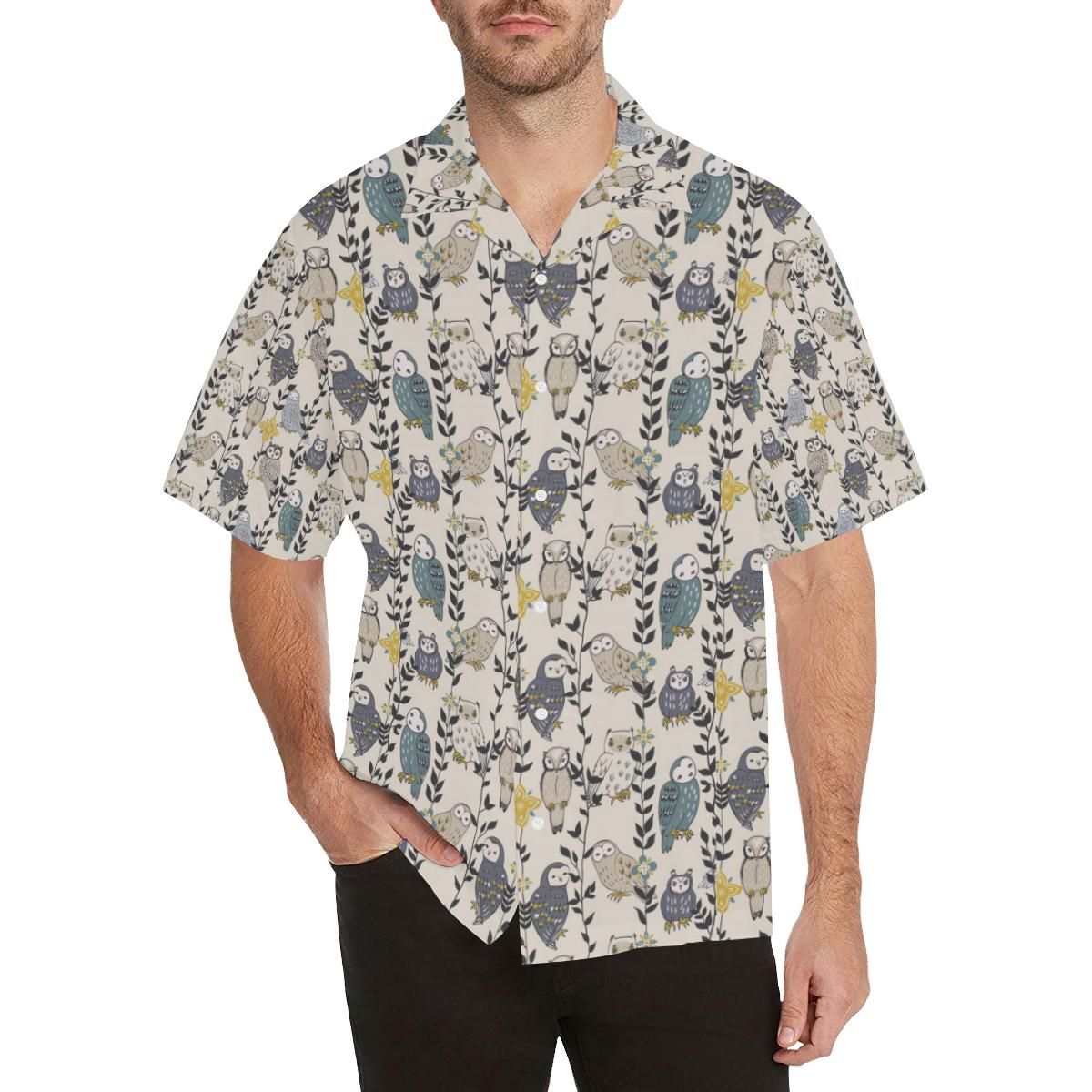 Owl Pattern Background All Over Print Hawaii Shirt Ha47579