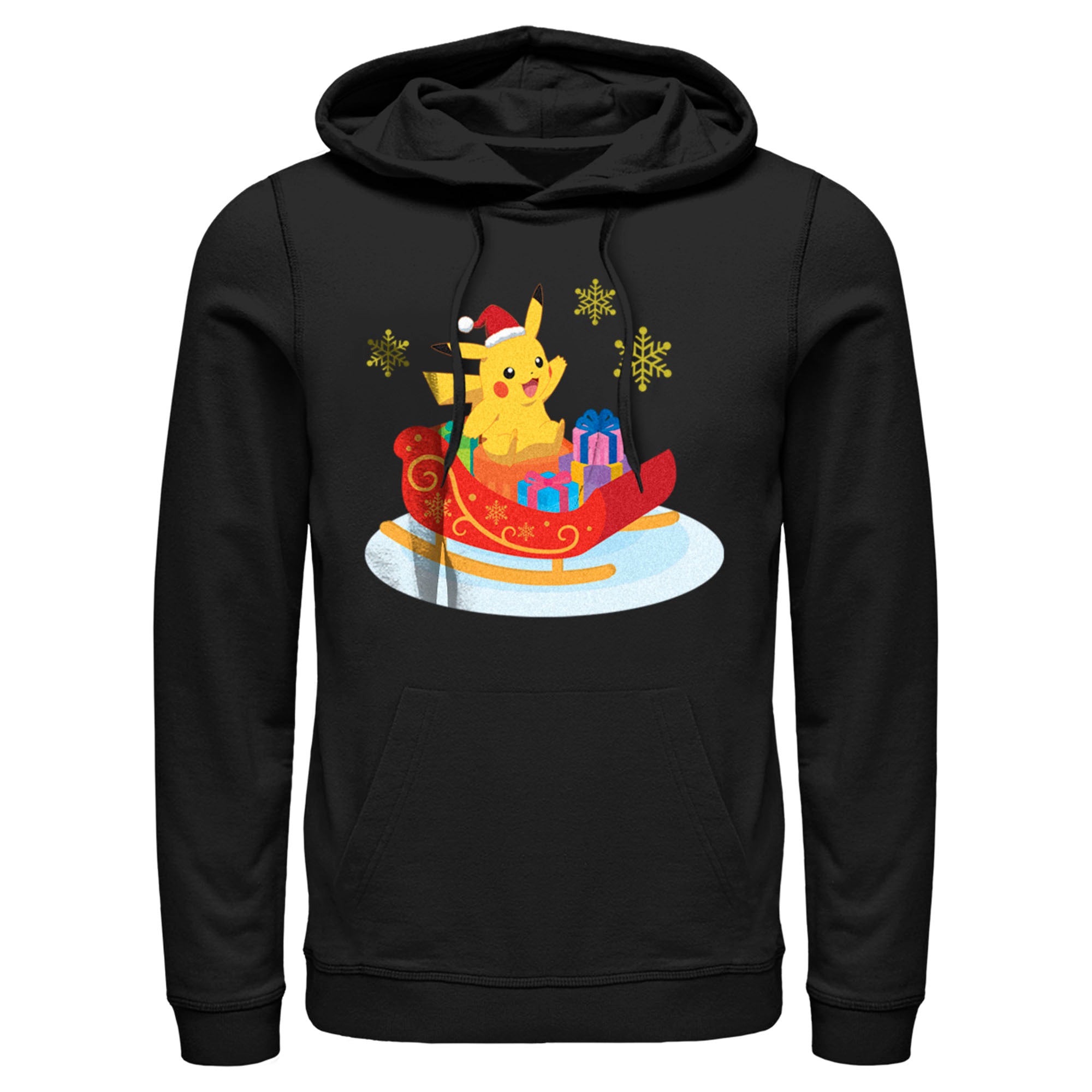 Men’S Pokemon Christmas Pikachu Sleigh Pull Over Hoodie