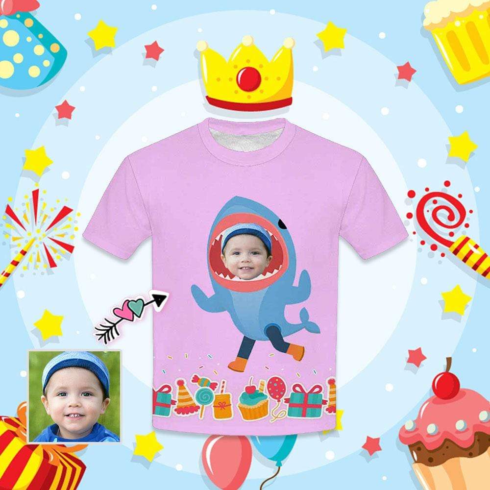 Custom Face Shark Pink Kid’S All Over Print T-Shirt