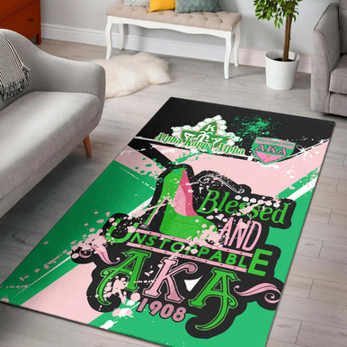 Alpha Kappa Alpha Area Rug – Alpha Kappa Alpha Sorority Blessed And Unstoppable 1908 Splash Style