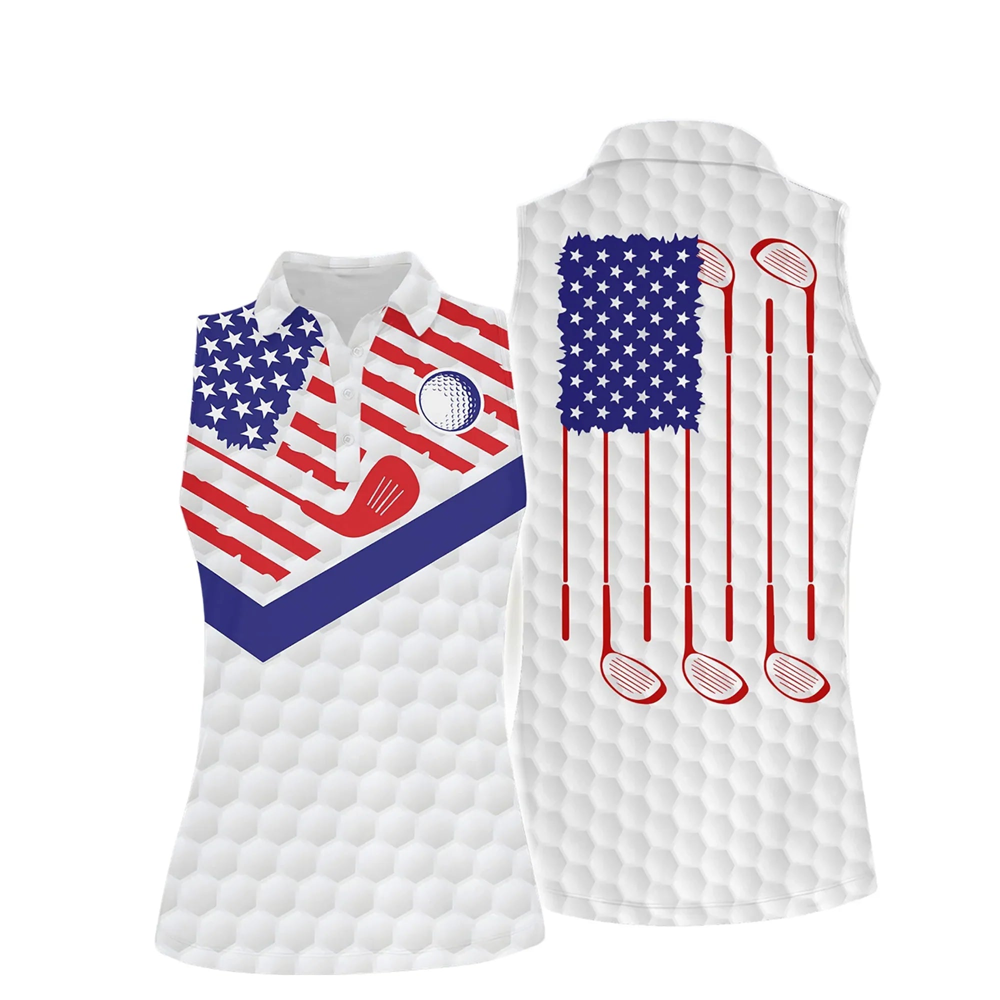 Sport Women’S Polo Shirt, American Flag Golf Women Short Sleeve Polo Shirt Sleeveless Polo Shirt