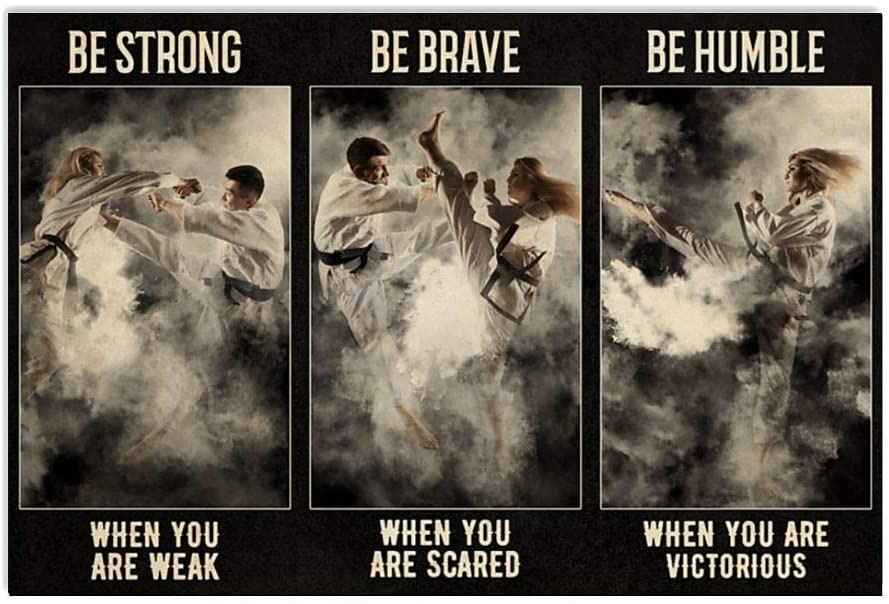 Vintage Karate Be Badass Be Brave When You Are Scared Poster Art Print      Home Decor Gift For Men Women Family Friend On Birthday Xmas