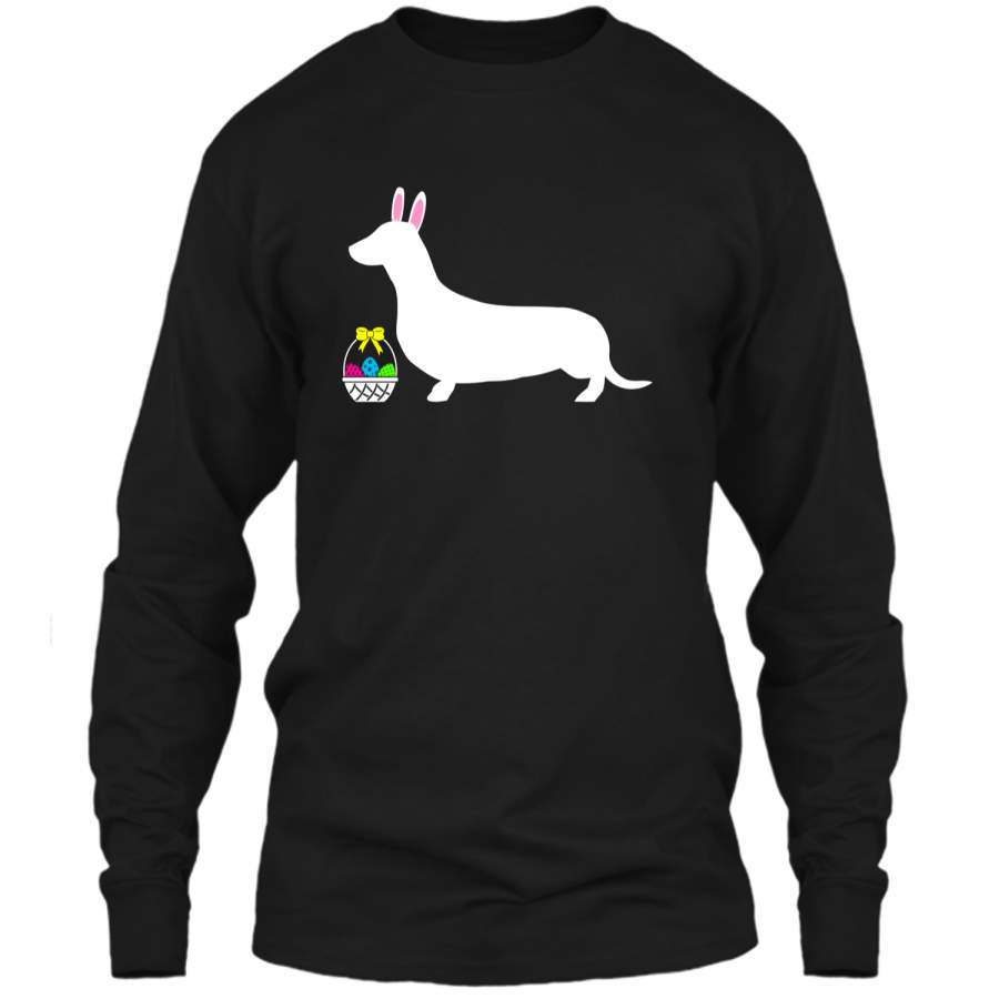 Dachshund Easter Bunny Dog Silhouette T-Shirt LS Ultra Cotton Tshirt