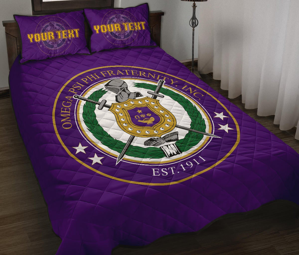 Personalized Omega Psi Phi Quilt Bed Set Classic