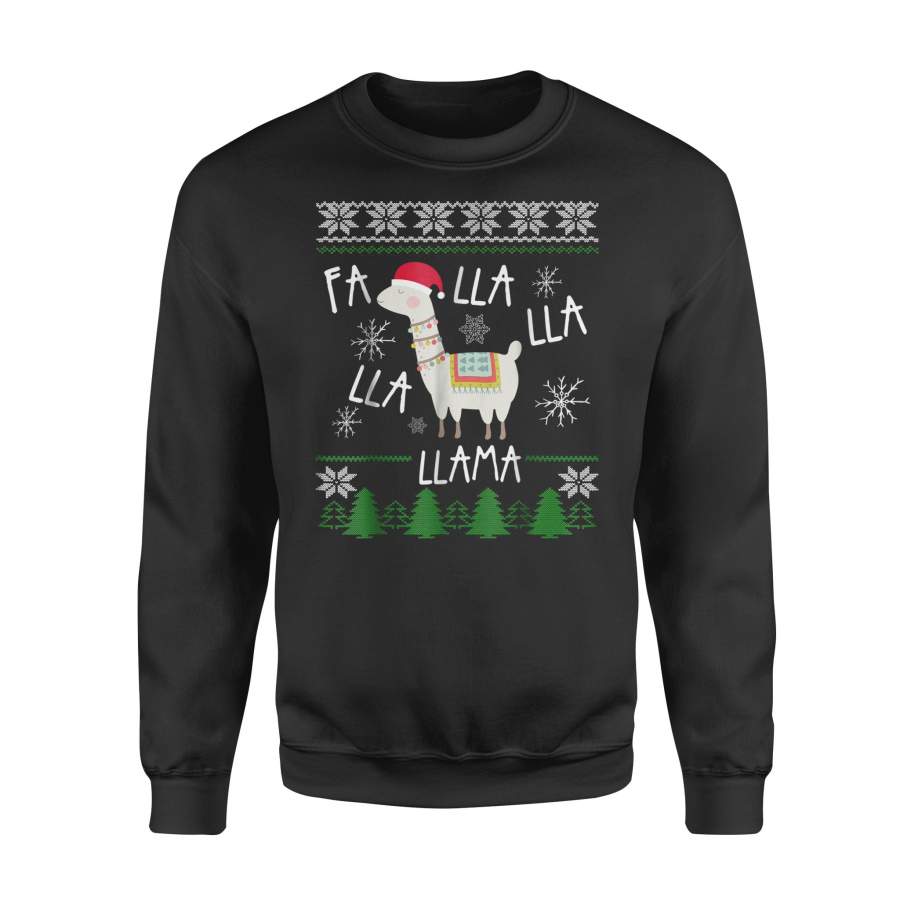 Ugly Christmas Sweater LLama Funny Holiday T Shirt – Standard Fleece Sweatshirt