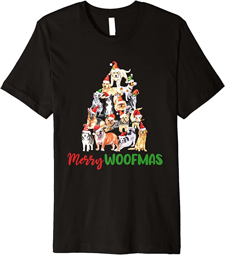 Merry Woofmas Merry Christmas Puppy Tree For Dog Lovers Premium T-Shirt